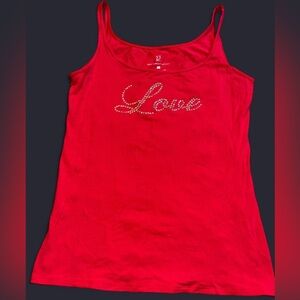 Red tank top with rhinestones